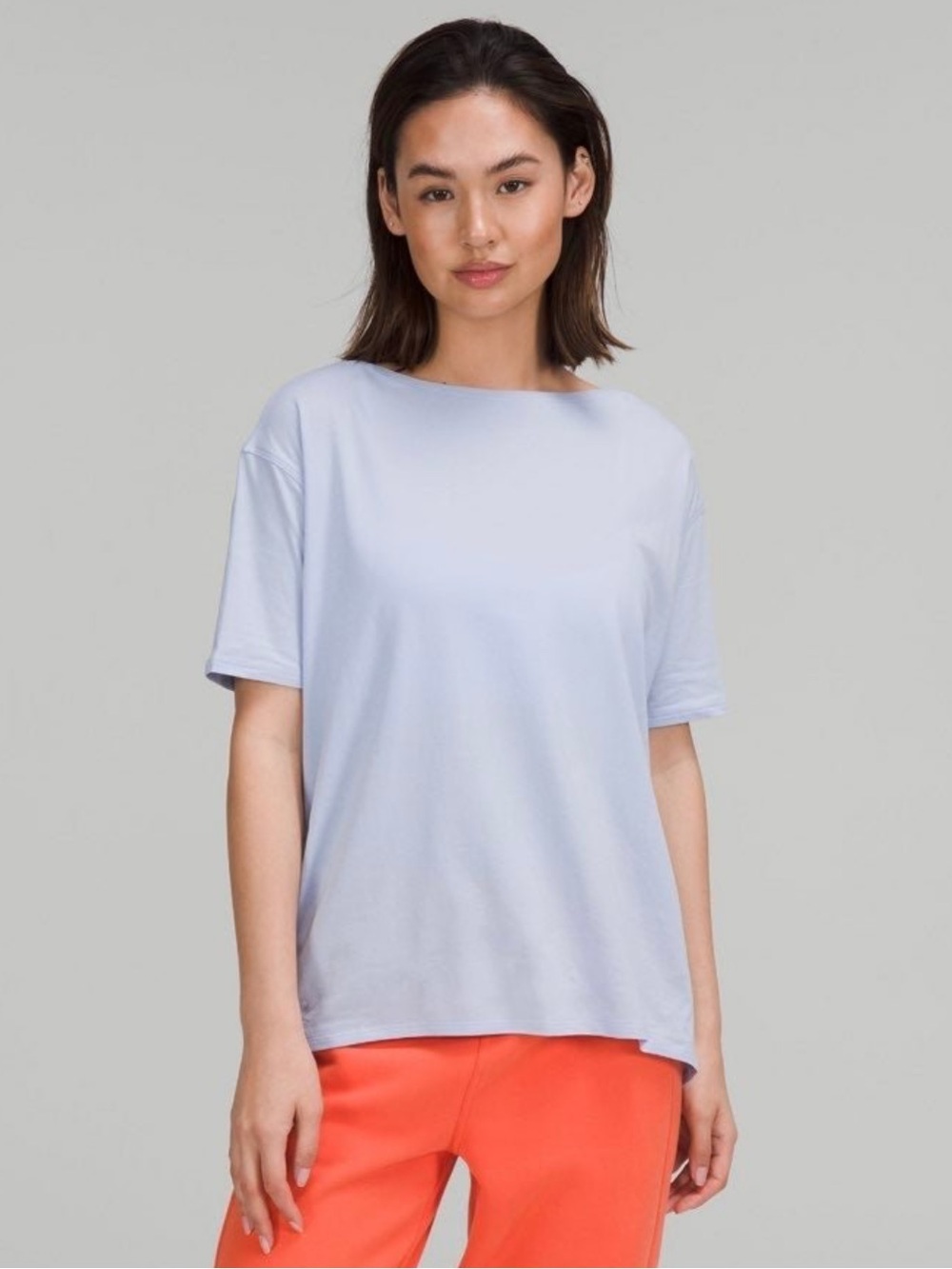 Lululemon Back In Action Crew Neck Tee Shirt Soft Light Pima Cotton Periwinkle